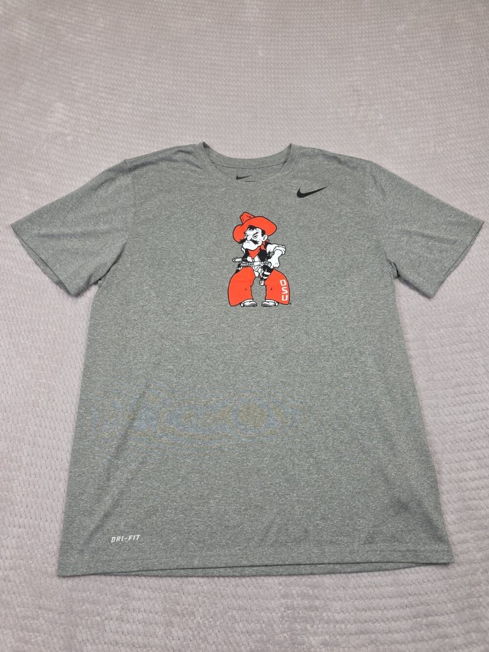 Nike Shirt Mens Large Gray Dri-Fit OSU Oklahoma State Pistol Pete Athletic Cut